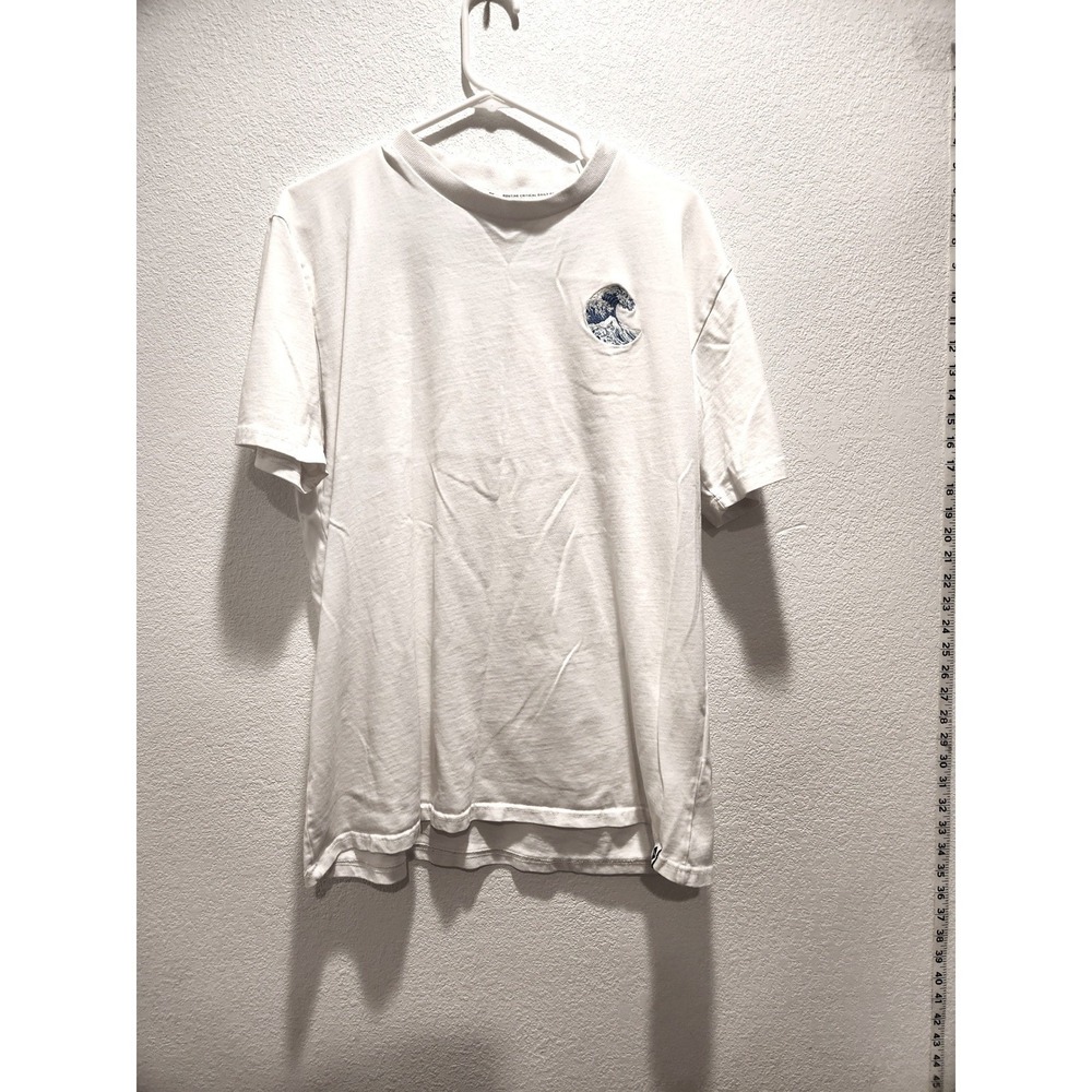 Percival Auxiliary Embroidered Wave Ivory Cotton T-Shirt Men's XL‎